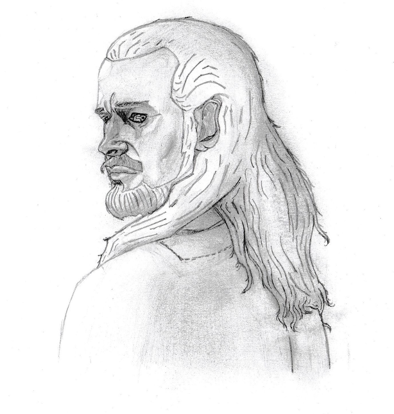 Pencil drawing of Qui-Gon Jinn from The Phantom Menace