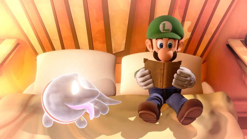 Luigi reading a book