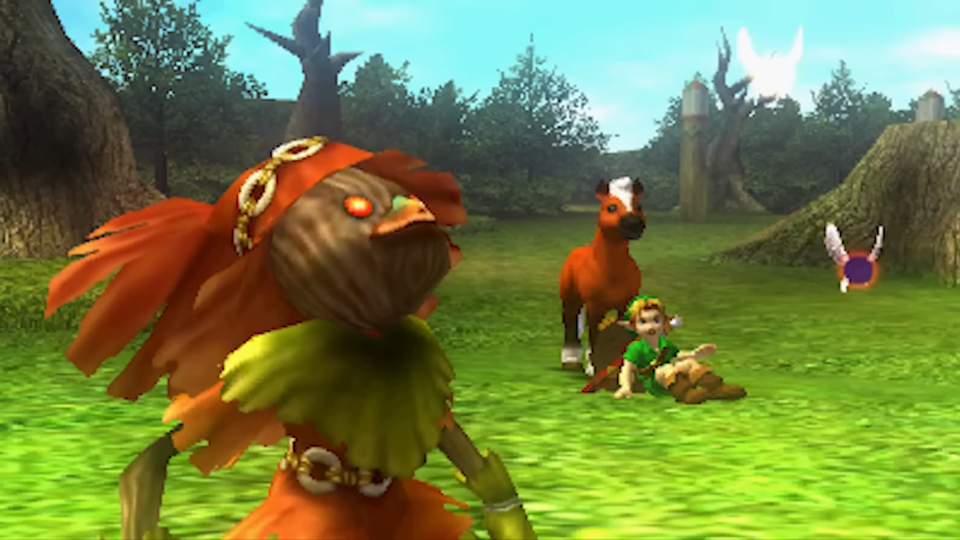 Link and Skull Kid outside Clock Town in Majora's Mask 3D